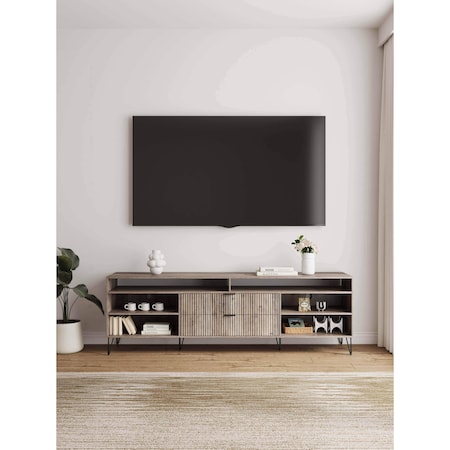 Manhattan Comfort DUMBO 85in TV Stand in Golden Brown TV002-GB